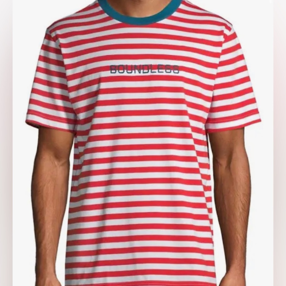 Red & White striped Boundless shirt, Size Medium